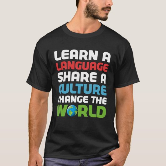 言葉学の共有と文化が世界を変える Tシャツ (正面)