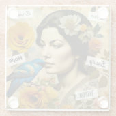 言葉感動的とヴィンテージの女パーソナライズされた性 ガラスコースター (裏面)