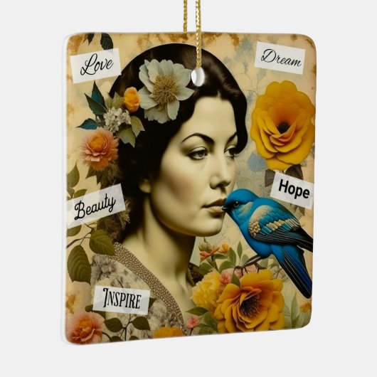 言葉感動的とヴィンテージの女パーソナライズされた性 セラミックオーナメント (右)