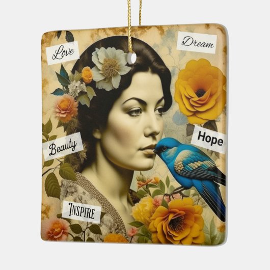 言葉感動的とヴィンテージの女パーソナライズされた性 セラミックオーナメント (左)