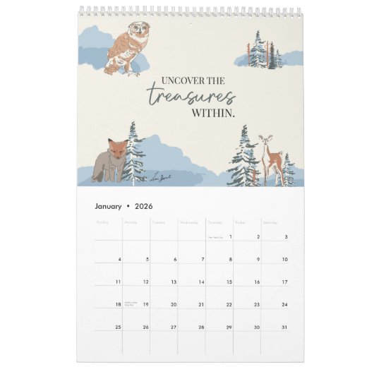 言葉感動的と芸術の自然インスパイア引用文 カレンダー (1月 2026)