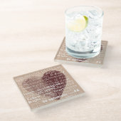 言葉感動的水カラーハート ガラスコースター (アングル)