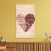 言葉感動的水カラーハート キャンバスプリント (インサイチュ (リビング))