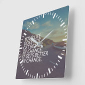 言葉感動的 – 人生は変化によって良くなる スクエア壁時計 (傾斜)