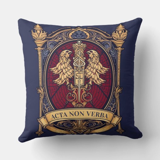 言葉話よりも大きい行動 – Acta Non Verba クッション (裏面)