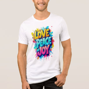 言葉鮮やか:愛、平和、喜び トライブレンドTシャツ