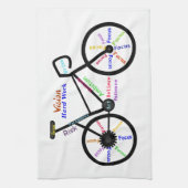 言葉、やる気を起こさせるサイクリング、サイクリング、バイクウォンズ キッチンタオル (縦)