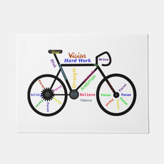 言葉、やる気を起こさせるサイクリング、サイクリング、自転車メンズ ドアマット (正面)