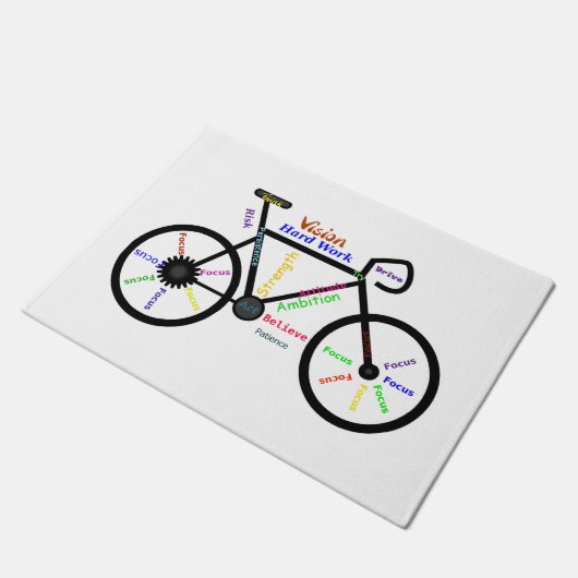 言葉、やる気を起こさせるサイクリング、サイクリング、自転車メンズ ドアマット (アングル)
