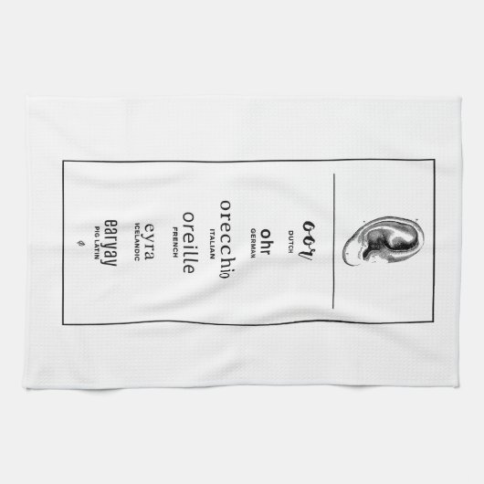 言語による違う耳 キッチンタオル (横)