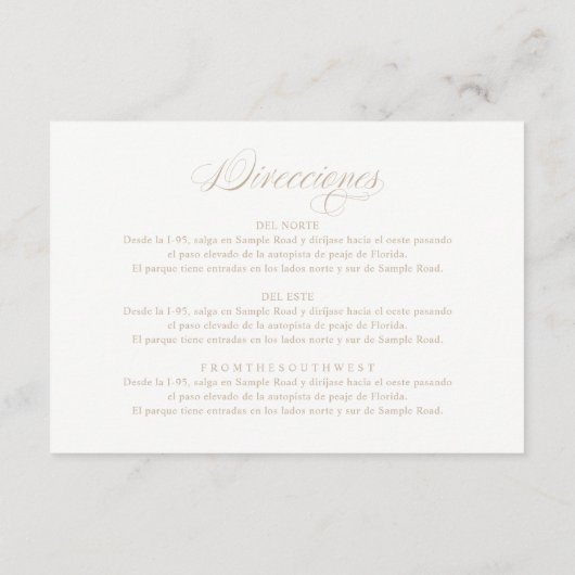 言語のスペインの披露宴と方向 エンクロージャーカード (裏面)