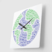 言語の世界 スクエア壁時計 (傾斜)