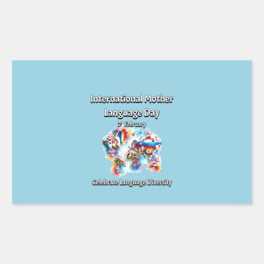 言語の多様性母国際的語 長方形シール (正面)