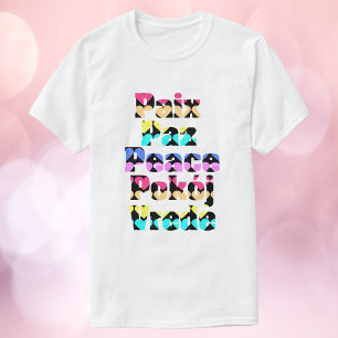 言語の平和違うハート明るい Tシャツ