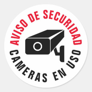 言語スペインのカメラのセキュリティに関する警告通知 ラウンドシール
