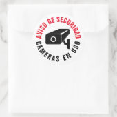 言語スペインのカメラのセキュリティに関する警告通知 ラウンドシール (バッグ)