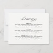 言語スペインの披露宴と指示カード 招待状 (裏面)