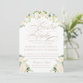 言語スペインのNuestra Boda flores pintadas arc 招待状 (スタンド正面)