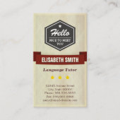 言語チューター – レトログランジスタイル 名刺 (正面)