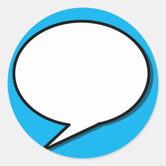 言語バブル矢印 – 楕円形状 ラウンドシール (正面)