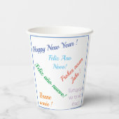 言語モダンで新年のパーティーを楽し違うむ 紙コップ (裏面)
