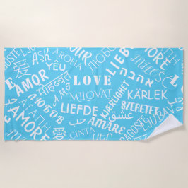 言語ラブ数々の文字ブルービーチタオル ビーチタオル