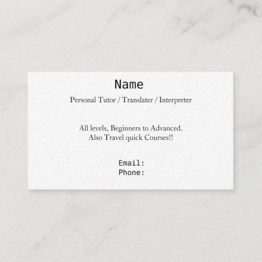 言語名刺 名刺 (裏面)
