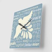 言語名前をカスタムする及び色の柱時計の平和 スクエア壁時計 (傾斜)