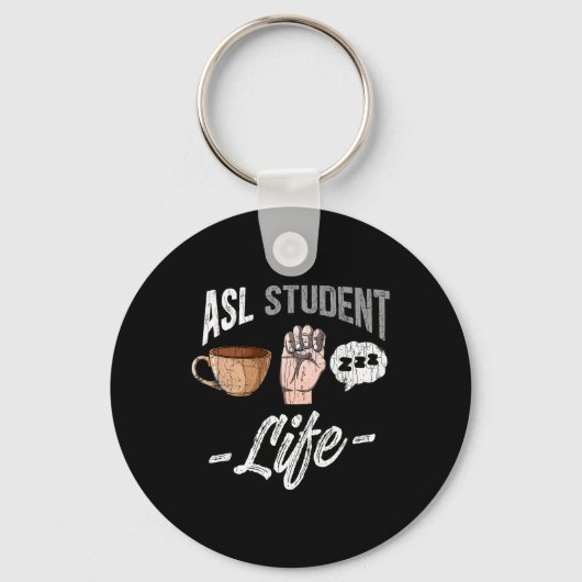言語服装ろう者認識度Asl学生おもしろいGif キーホルダー (正面)