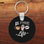言語服装ろう者認識度Asl学生おもしろいGif キーホルダー (正面)