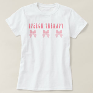 言語治療Tシャツ、言語聴覚士服、ピンクのリボン、言語治療士アシスタント服 Tシャツ
