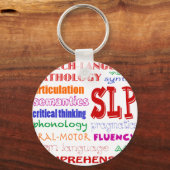 言語病理医カラフルおもしろいフォント キーホルダー (正面)