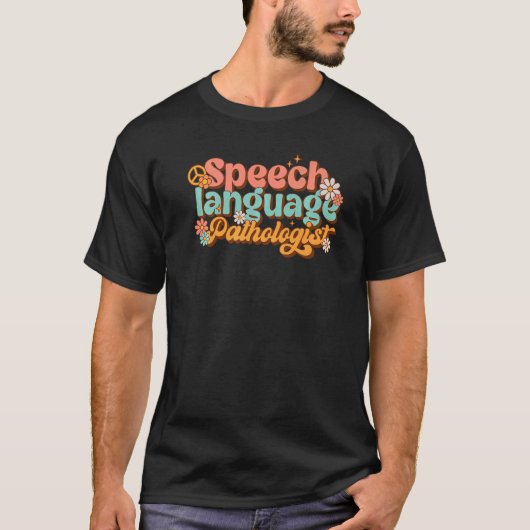 言語病理医レトロ言語言語療法 Tシャツ (正面)