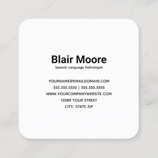 言語病理医SLP スクエア名刺 (裏面)