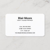 言語病理医SLP 名刺 (裏面)