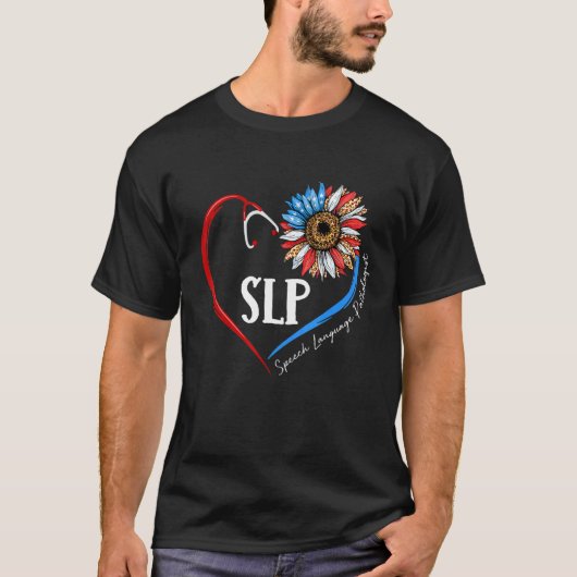 言語病理学者ひまわり聴診器 Tシャツ (正面)
