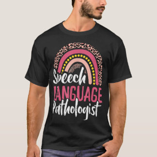言語病理学者SLPかわいいヒョウのレインブ Tシャツ