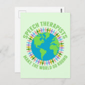言語療法士が世界を回す かわいいSLP ポストカード (正面/裏面)
