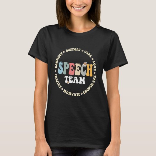 言語療法士 スピーチ TEAM 療法 スクエア Tシャツ (正面)