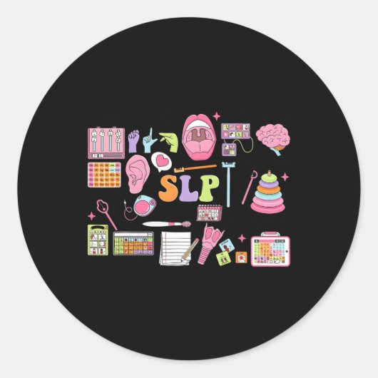 言語療法士 SLP 言語病理士 アプリ ラウンドシール (正面)