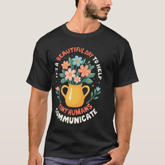 言語発達士 庭 Slp コミュニケーション Tシャツ (正面)