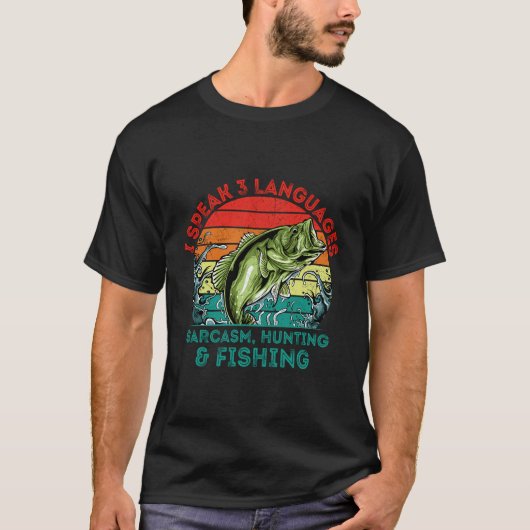 言語皮肉狩り魚釣りホビーハンターパス Tシャツ (正面)