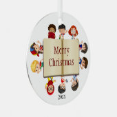 言語聴覚士、先生児童労働者 メタルオーナメント (正面右)