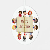 言語聴覚士、先生児童労働者 メタルオーナメント (正面左)