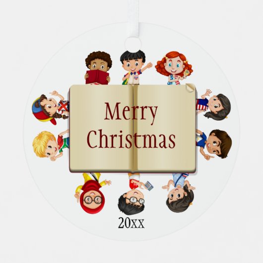 言語聴覚士、先生児童労働者 メタルオーナメント (正面)