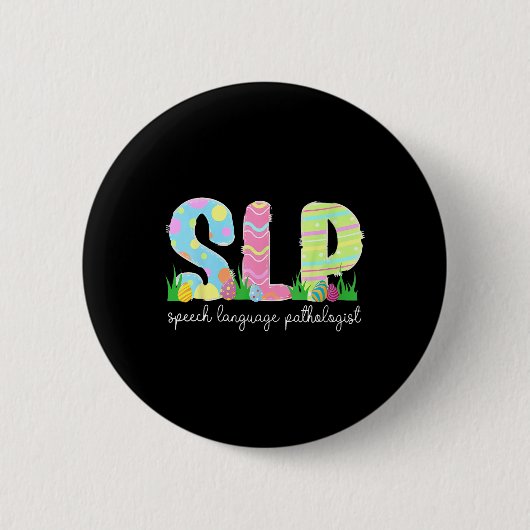 言語聴覚病理学 SLP イースター言語療法 缶バッジ (正面)