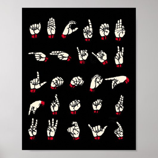 言語 – アルファベットAからZ Aslろう認識度 ポスター (正面)