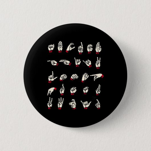 言語 – アルファベットAからZ Aslろう認識度 缶バッジ (正面)