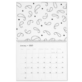 言語、ダークグレー カレンダー (1月 2027)