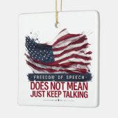 言論の自由は言論を意味す保るまい セラミックオーナメント (左)